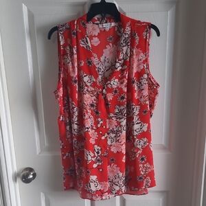 Rose & Olive Red Floral V-Neck Blouse